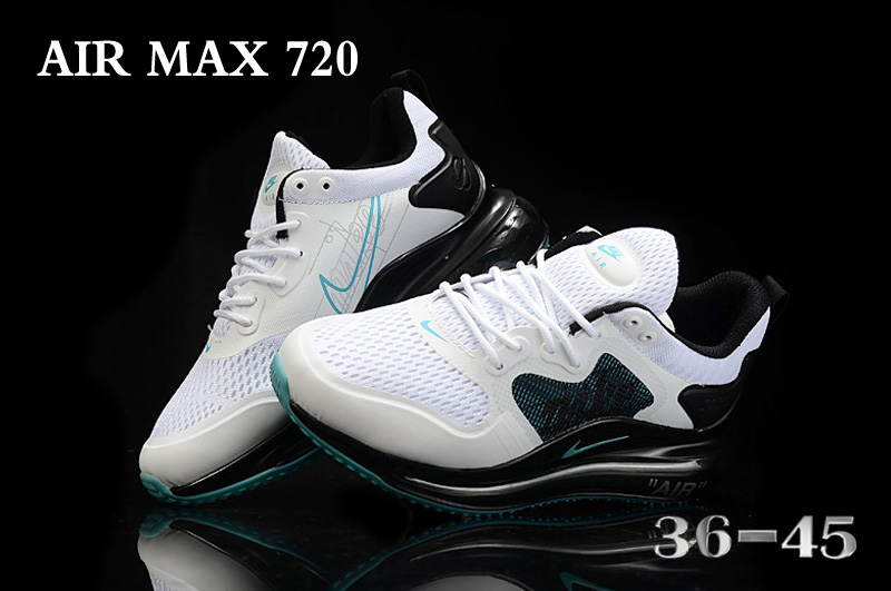 2020 Women Nike Air Max 720 White Black Jade Shoes